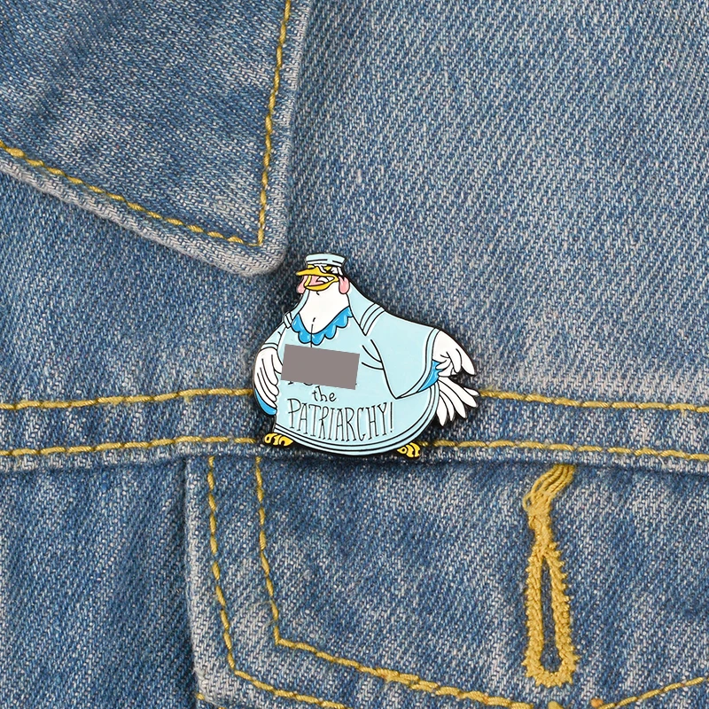 

Cartoon Hen Enamel Pin Animal Blue Robe Chicken Brooch Quote Letters Feminist Lapel Pins Backpack Denim Jackets Jewelry Gift