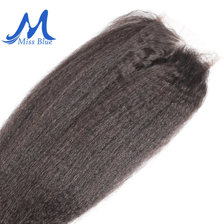 Бразильские человеческие волосы Missblue кружевная застежка курчавые прямые