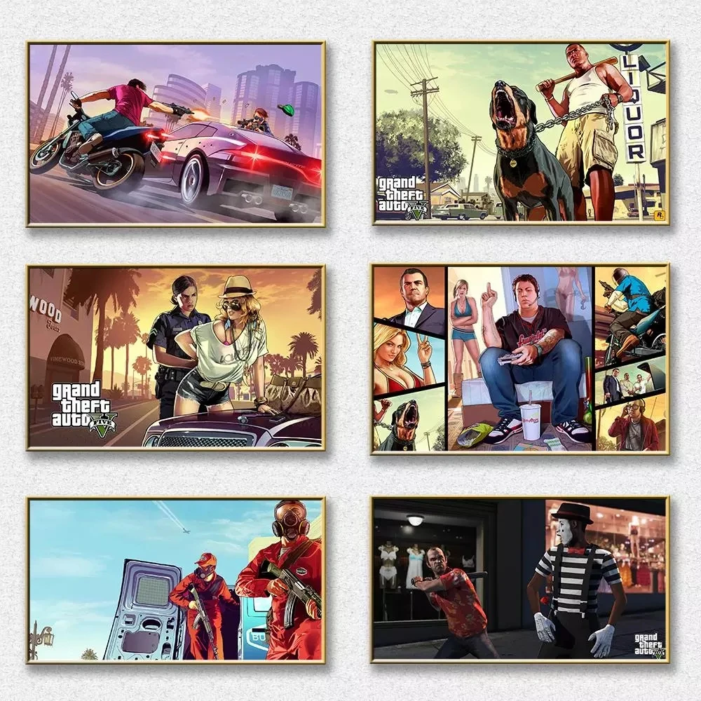 Игра Gta 5 плакат настенный художественный принт и холст живопись настенные