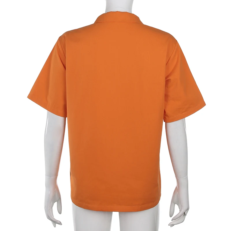 

Z-ONE New Punk Plus Size Summer Blouses Shirt Women Streetwear Short Sleeve Turn Down Collar Ladies Blouses Manches Bouffantes