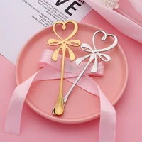 stainless steel spoon creative bow hanging cup stirring spoon restaurant wedding net red gift coffee spoon dessert spoons