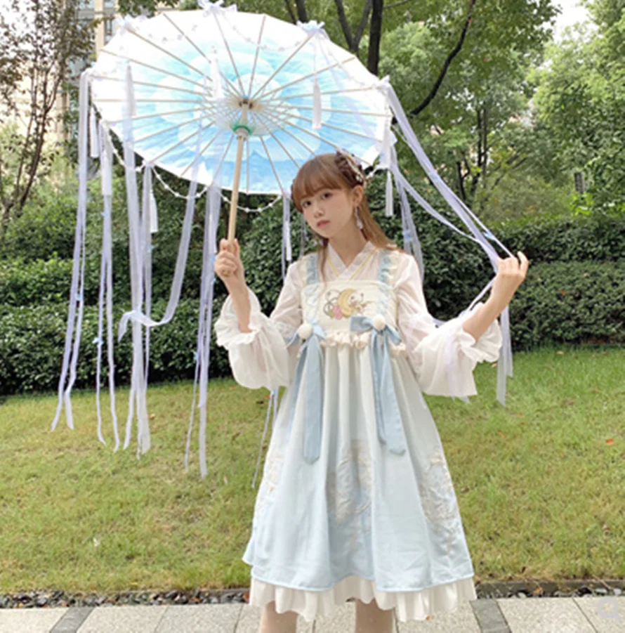 

Мягкое милое платье лолиты с высокой талией для девочек, jsk kawaii, платье принцессы в китайском стиле для вечеринки, готическое платье с оборка...