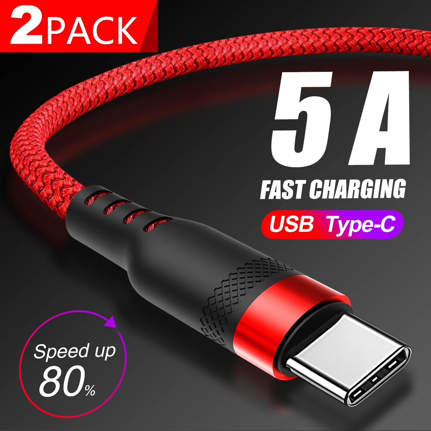 

2-Pack USB A to Type C Cable for Samsung Huawei OPPO Xiaomi Durable Nylon Braided Fast Charging Wire Cord USB C Charger 1 2 3m