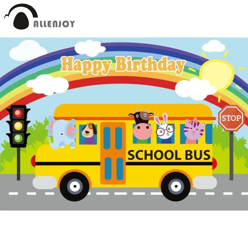 Allenjoy животные колеса в автобусе фото фон Дети День Рождения Вечеринка школы
