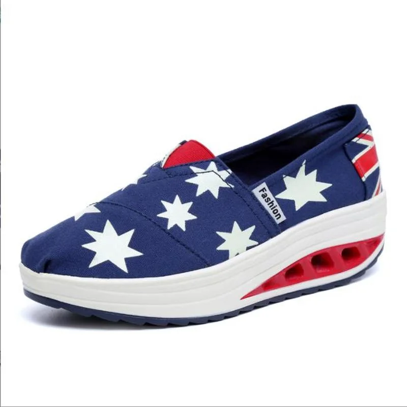 Женские холщовые кроссовки на танкетке дышащие сникерсы лоферы обувь для