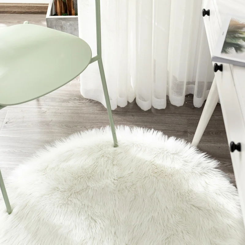 

Simulation Australian Wool Carpet Household Plush Rug Round Floor Mat Home Textile,