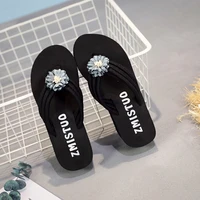 2021 spring and summer black slippers for women casual outdoor frosted flip flops platform wedge beach flip flops tx454
