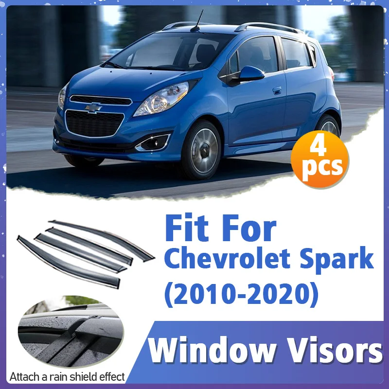 Window Visor Guard for Chevrolet Spark 2010-2020 Vent Cover Trim Awnings Shelters Protection Sun Rain Deflector Auto Accessories