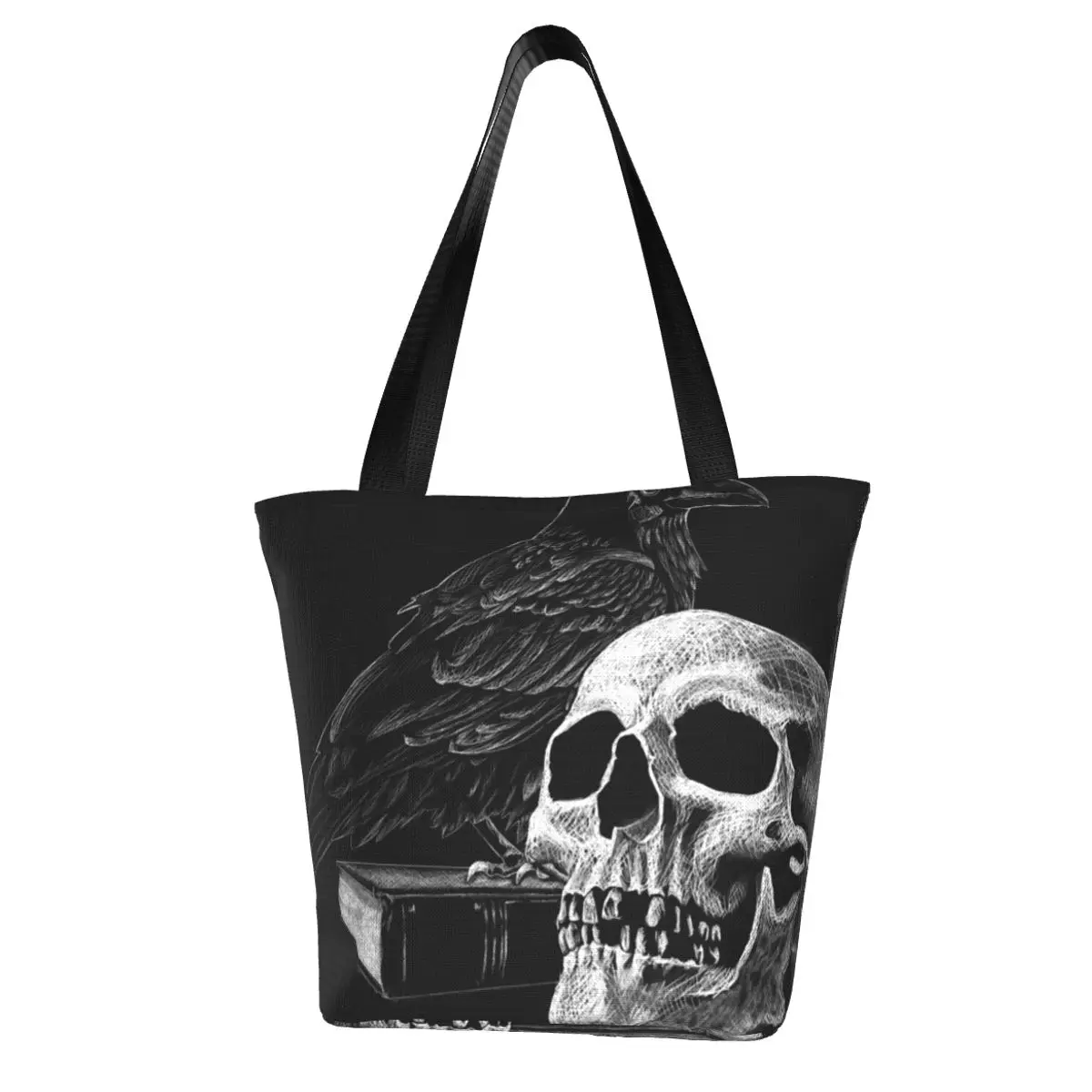 

Сумка для покупок с рисунком ворона и черепа, Хэллоуин