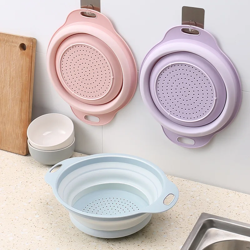 Большая складная корзина для мытья овощей и фруктов складной дуршлаг кухонный