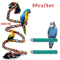 3pcsset pet bird toys parrot chew grinding claw stand perches cage cockatiel parakeet hanging toy parrot rope