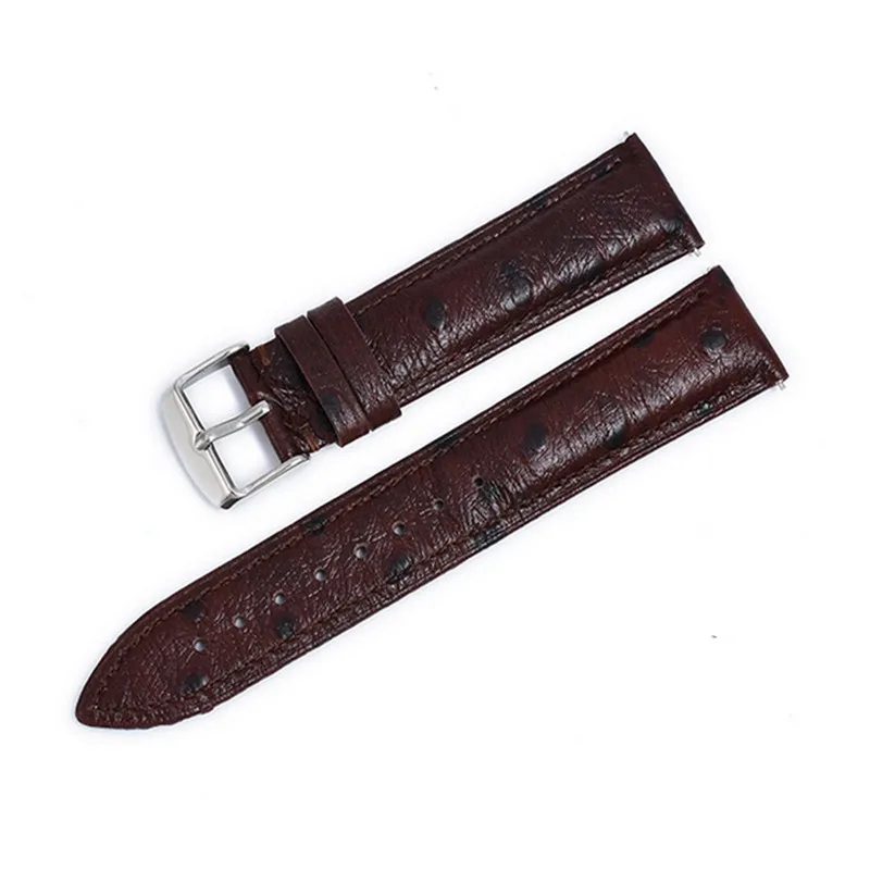 Wholesale 10Pcs/Lot 18mm 20mm 22mm Genuine Cow Leather Ostrich grain Watch Band Watch Straps Wrist Watch Part New -20201015