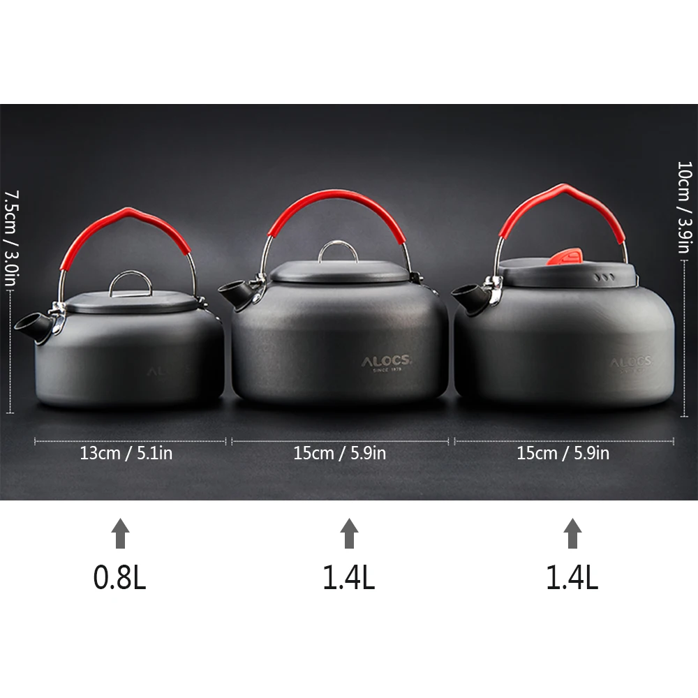ALOCS уличный чайник для кемпинга пикника воды кофейник 1.4L алюминиевый настольный