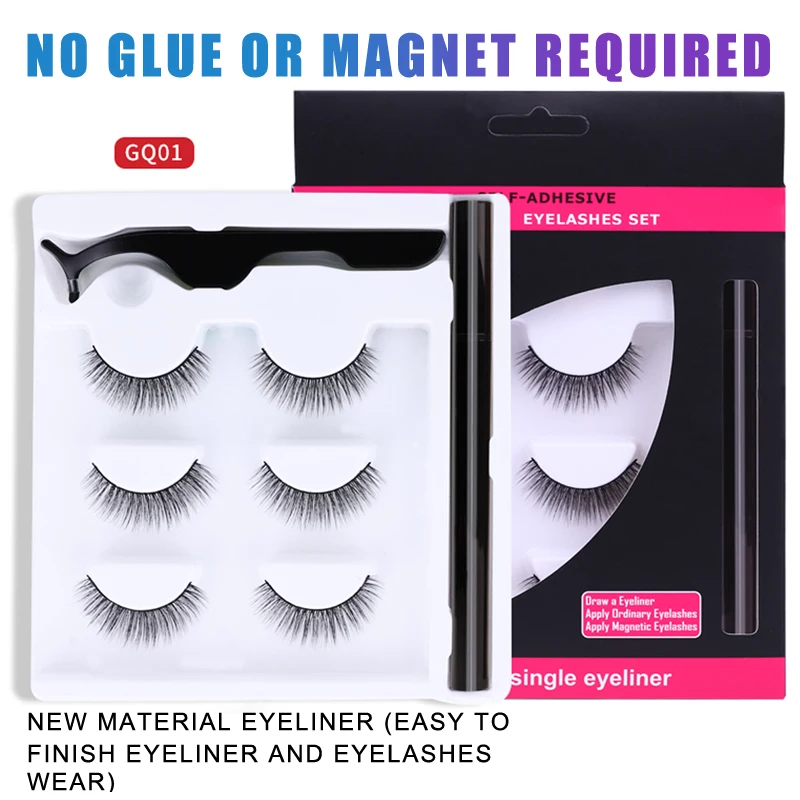 3 пары ресниц Набор для волшебного наращивания без клея легко носить натуральные