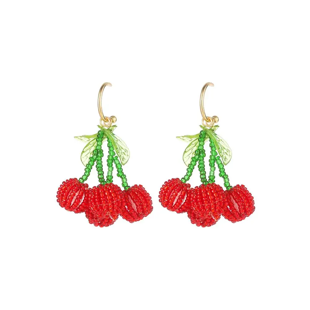 ZA красные серьги с вишневыми фруктами 2020 новые богемные летние милые висячие