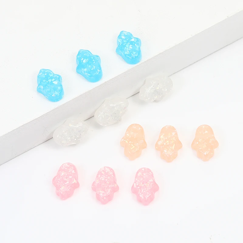 Подвески 10 шт./лот из смолы с голубым опалом и ладонью для изготовления ювелирных