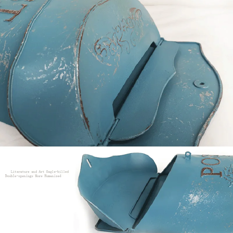 

European Style Iron Retro Mailbox Blue Mailbox