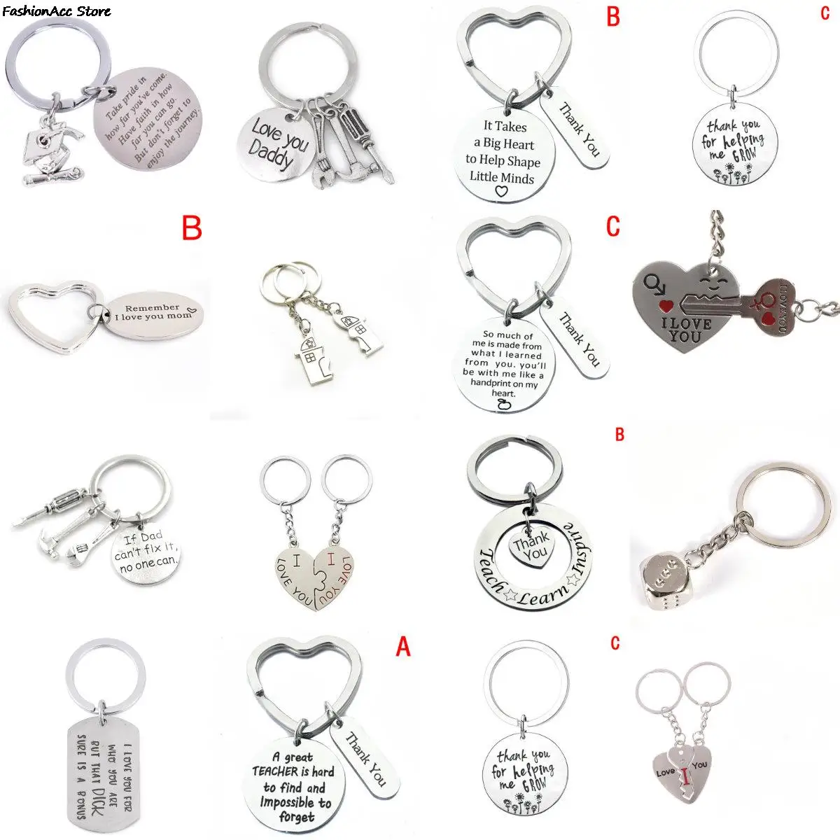 1PCS Thank You For Helping Me Grow&Learn' Ruler abc Book Charm Pendant Keychain Heart Keyring Key Chains Gift Teacher