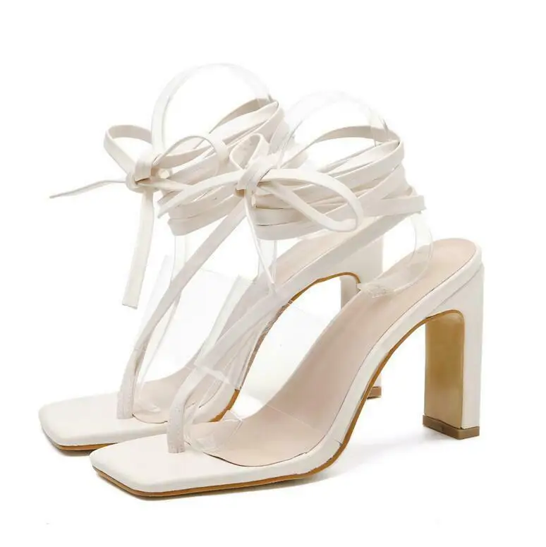 

Occident Womens Fashion Flip Toes Cross Strappy Transparent Sandals Shoes Free