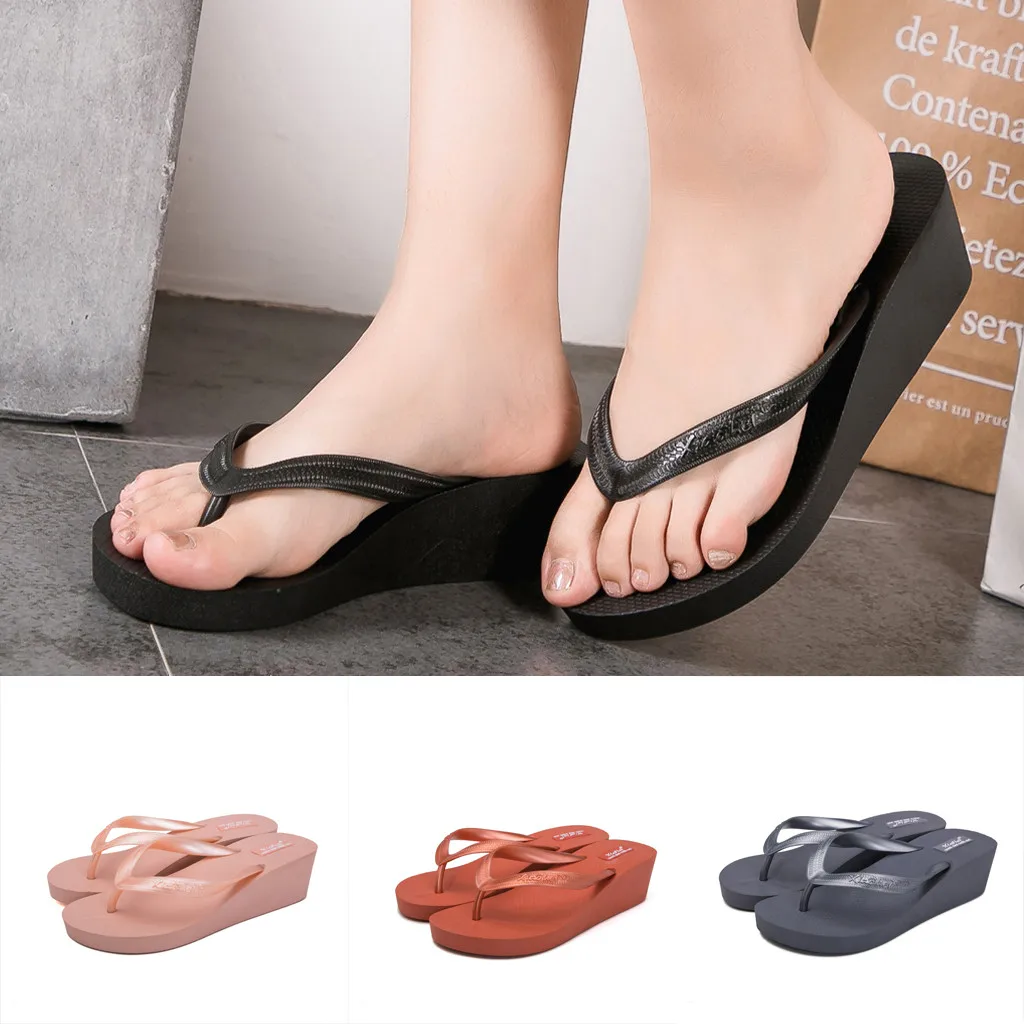 

SAGACE Slippers Women Wedges Sandals Anti-Skid Flip Flops Clip-Toe Slippers Casual Shoes Women Slip-On Slipper flip flops women