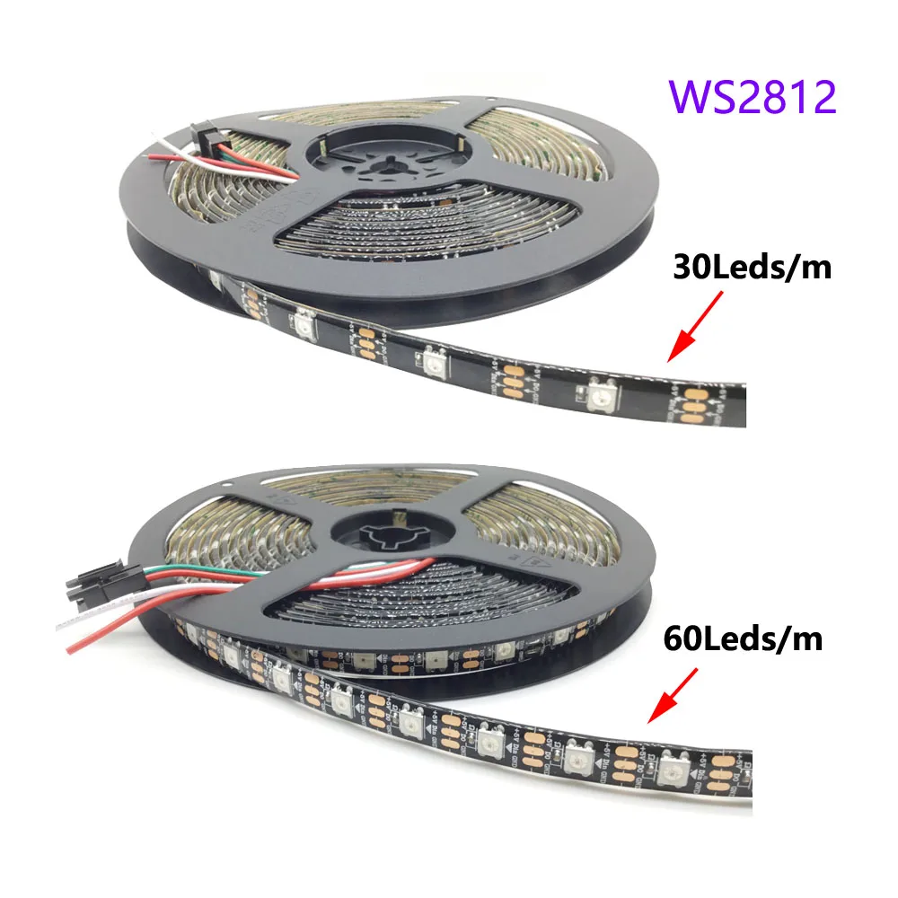 DC5V WS2812 RGB Светодиодная лента индивидуально адресный свет 30/60/74/96/144 пикселей/m