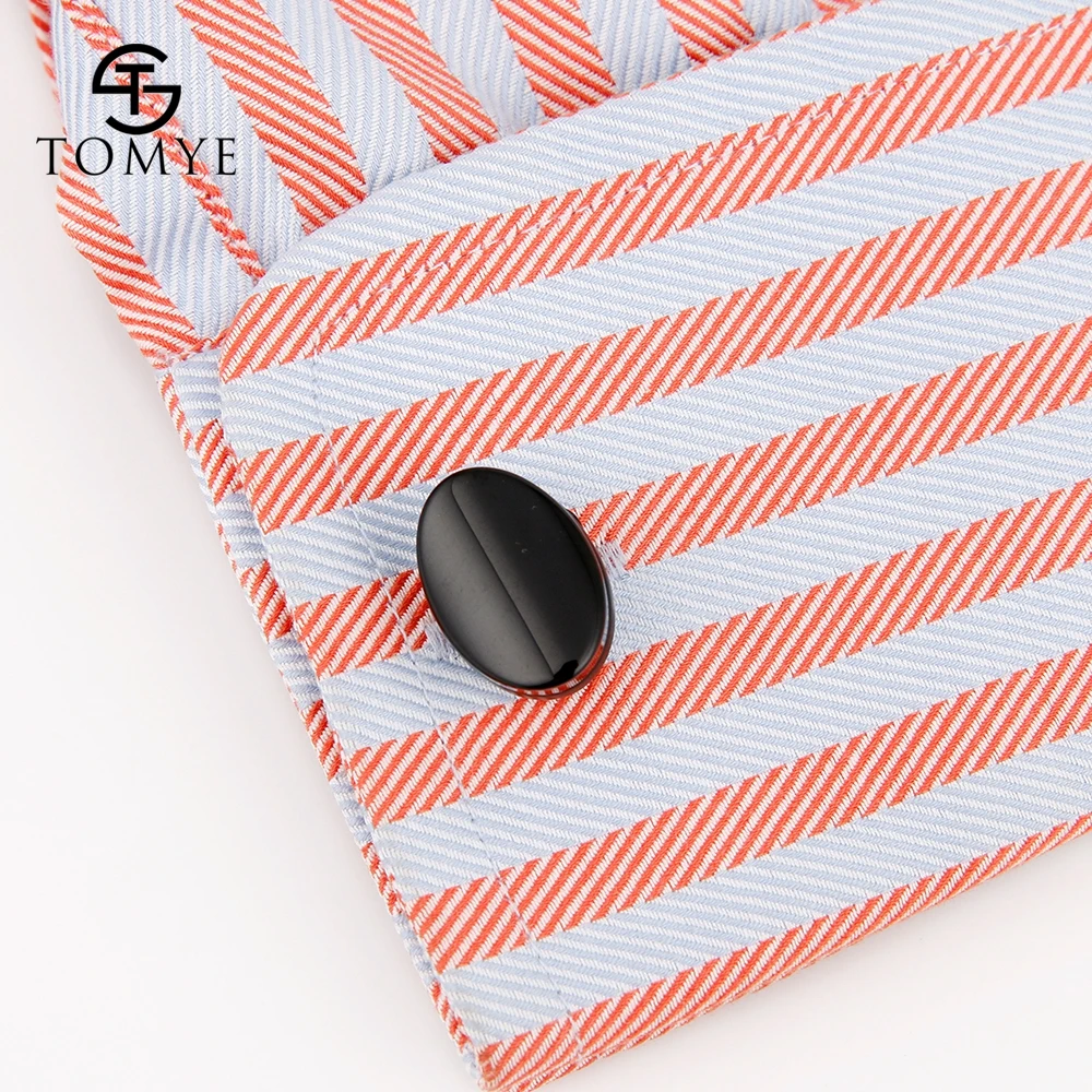 Запонки TOMYE XK19S094 мужские модные нежные матовые черные Овальные с уникальным