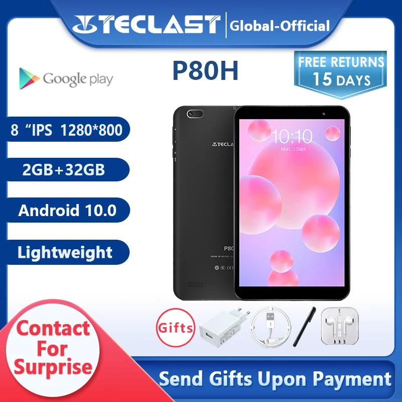 

Планшет Teclast P80H, экран 8 дюймов, IPS 1280*800, Android 10,0, SC7731E, 2 Гб ОЗУ, 32 Гб ПЗУ, двойная камера, GPS, Wi-Fi, Bluetooth