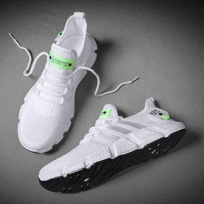 Мужские/женские кроссовки легкие из дышащей ткани с сеточкой и шнурками подходят