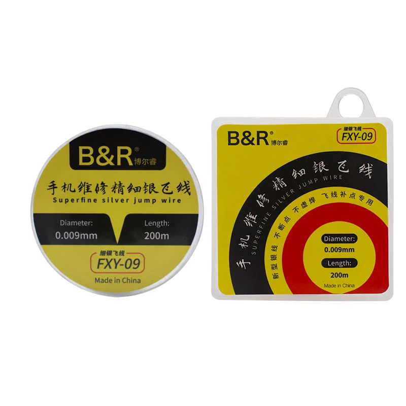 

B & R FXY-09 Сверхтонкий Серебряный скакающий провод 0,009 мм 200 м телефонный процессор отпечаток пальца материнская плата ремонт сенсорного экрана Летающая линия