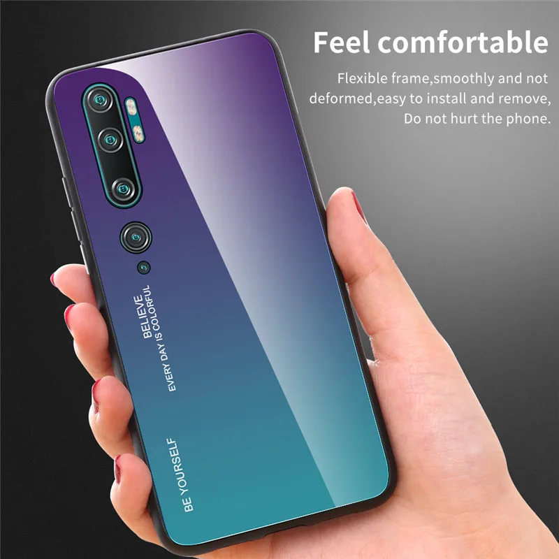 Чехол KEYSION из закаленного стекла для Xiaomi Mi Note 10 Pro градиентный противоударный