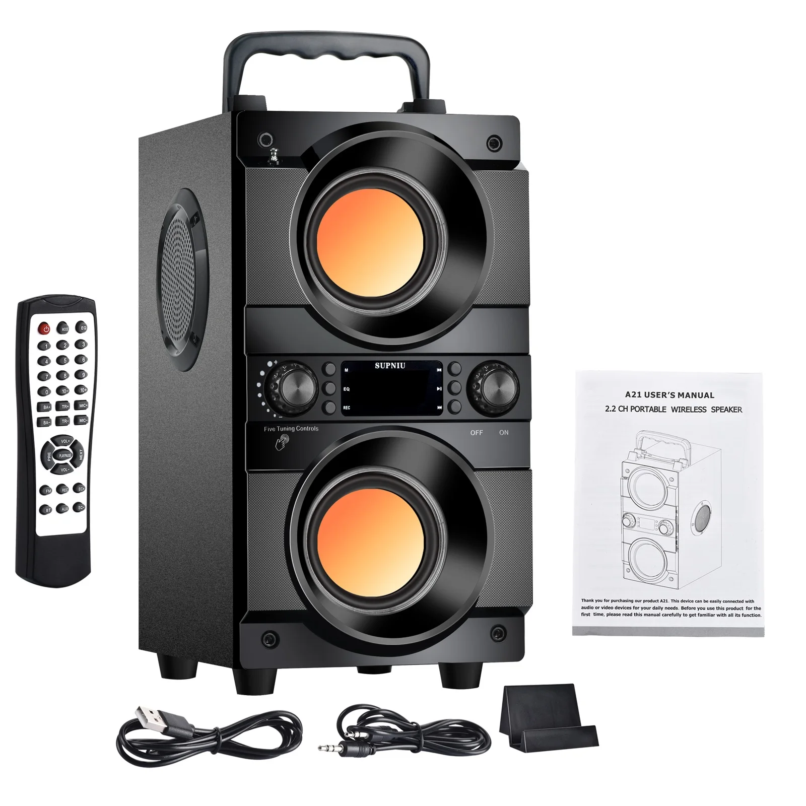 Портативная Bluetooth Колонка TOPROAD 60 Вт с поддержкой FM радио RGB светодиодный