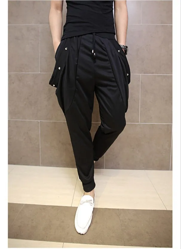 Мужские брюки Idopy в стиле панк готика уличный стиль черные штаны с заклепками