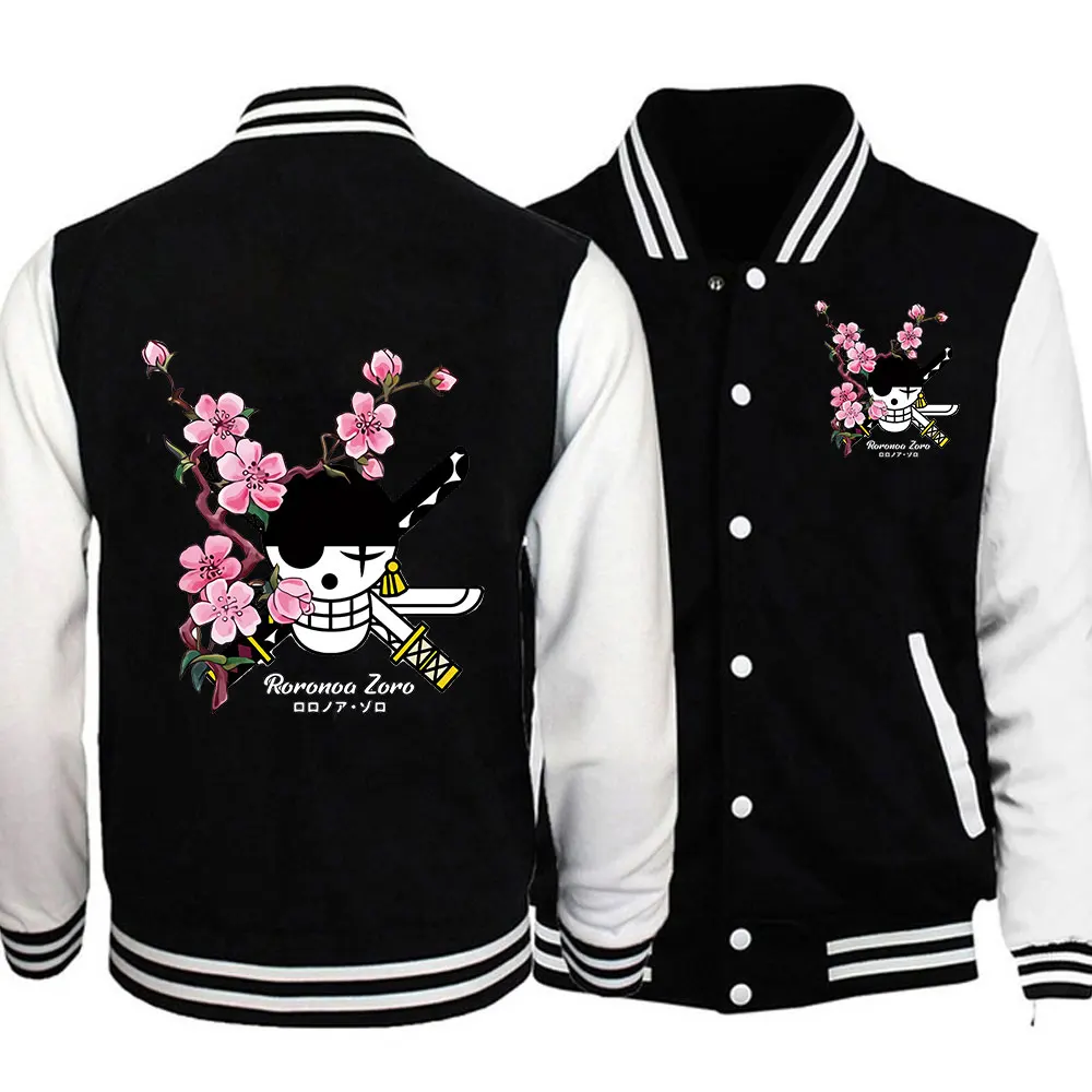 

Autumn Winter New Roronoa Zoro Print Baseball Uniform Women Men One Piece Anime Oversized New Unisex Jackets Streetwear Cosplay