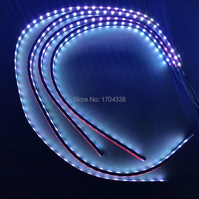 4x DC12V IP68 RGB 5050 SMD музыка дистанционное управление RGB Светодиодная лента под Автомобильная трубка подсвечивающая система нижнего тела