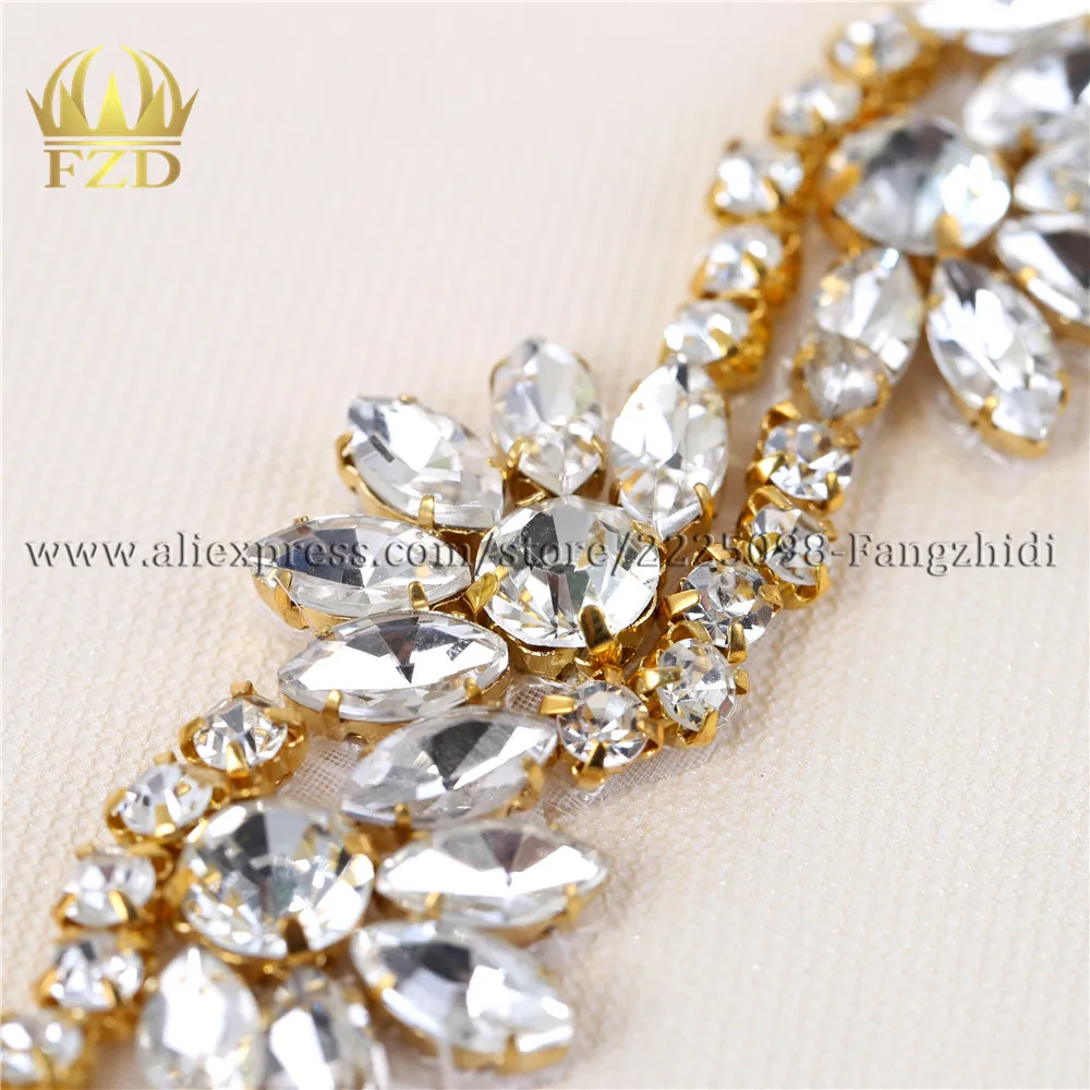 (10 ярдов) стразы отделка двор розовое золото s стеклянная Аппликация Кристалл для