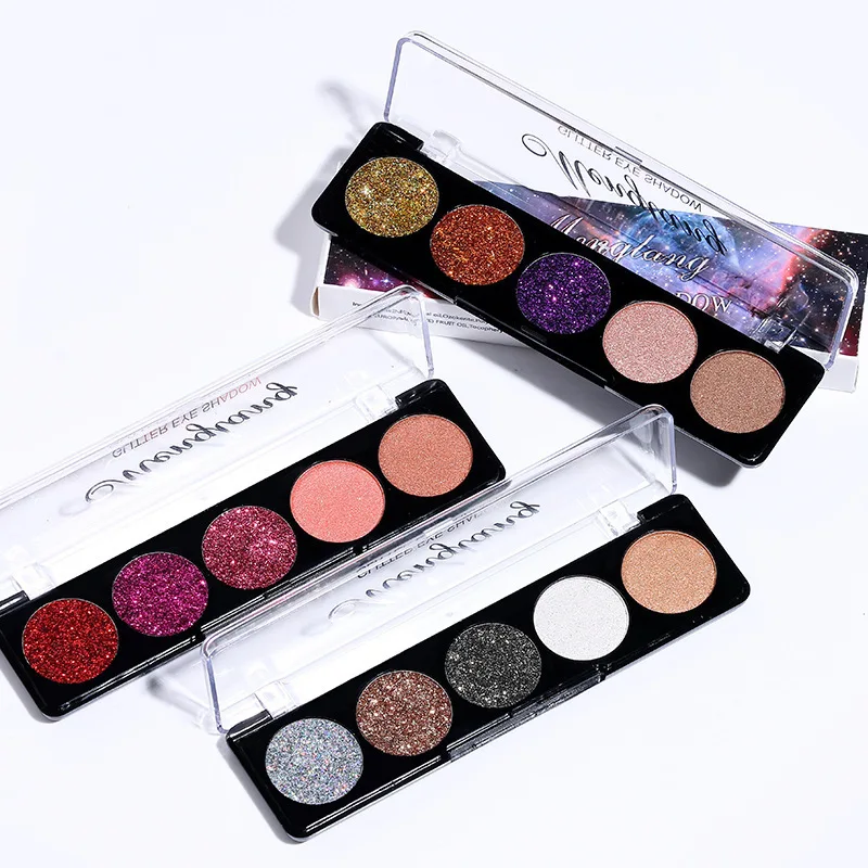 5 цветов открытые тени для век макияж пигменты профессиональные мерцающие