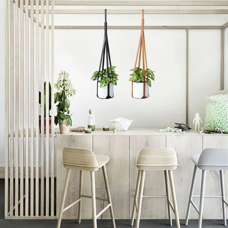 

Leather Planter Hanger for Indoor Plants Hanging Plant Holder Flower Pots Vegan Leather Hanging Planter Basket Pot Storage