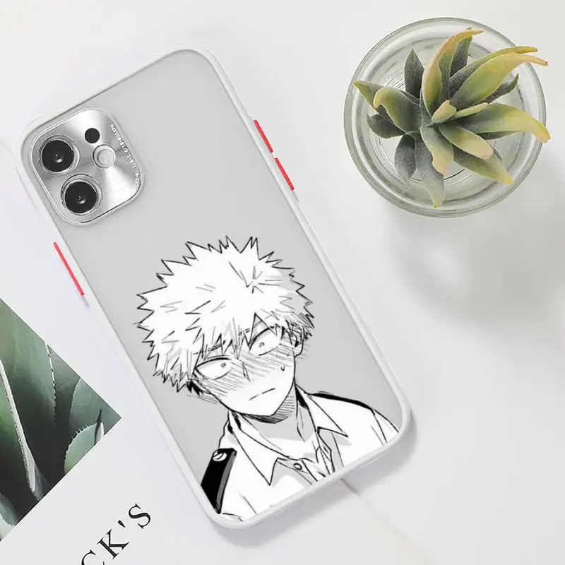 

Anime My Hero Academia Phone Case For iPhone 12 11 Mini Pro XR XS Max 7 8 Plus X Matte transparent White Back Cover