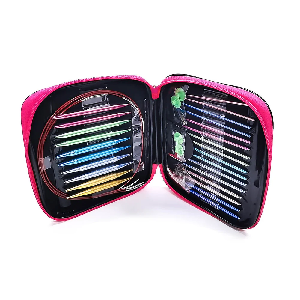 

Knitting Needle Aluminum Mixed Color Circular Interchangeable Handmade Tool Home Sewing 13pcs Portable