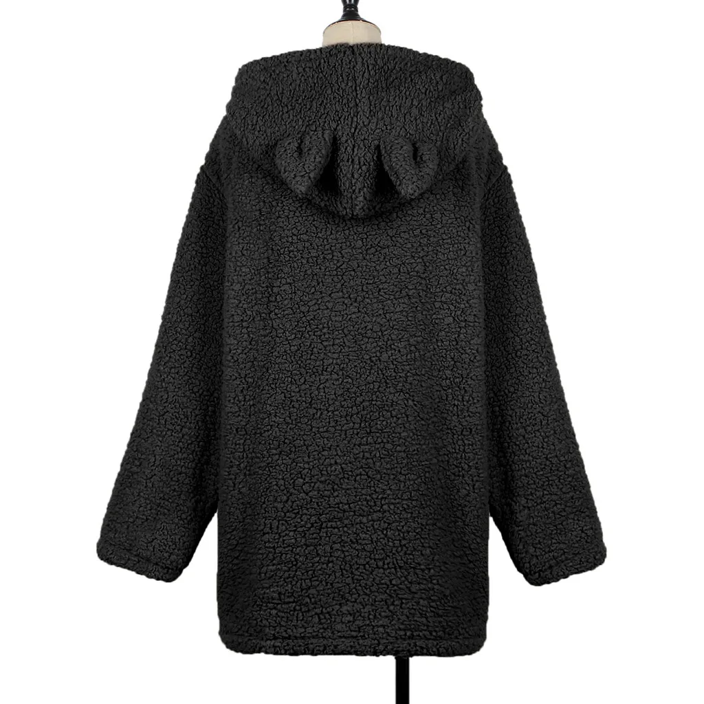

Women Fleece Hoodie Sweatshirts Warm Faux Fur Solid Hooded Sweatshirt Outerwear Autumn Winter Ladies Jumper Pullovers Tops