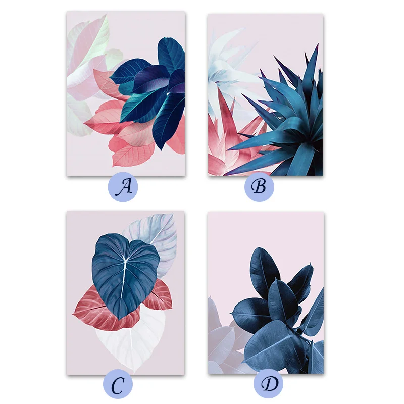 Настенная картина на холсте Абстрактная Акварельная листья ботанические