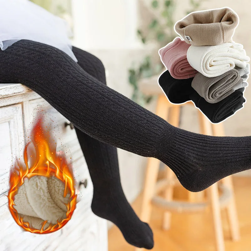 

Зимние леггинсы для девочек, штаны, хлопковые плотные теплые колготки для девочек, мягкие бархатные вязаные чулки, детская одежда, детские н...