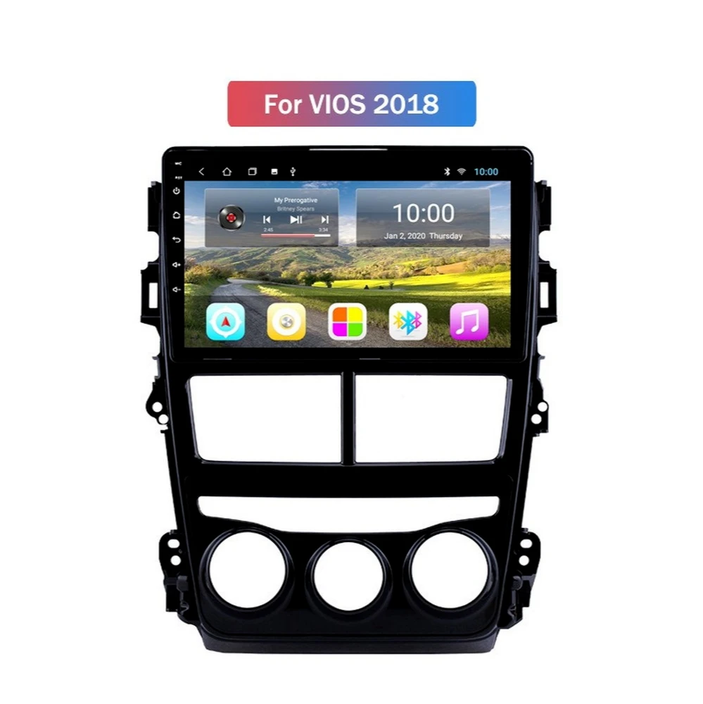 

Android 10.0 System Quard Core 2G+32G WIFI HD 1024*600 Car GPS Nagavition For TOYOTA VIOS/YARIS 2017- Manual A/C Car Radio
