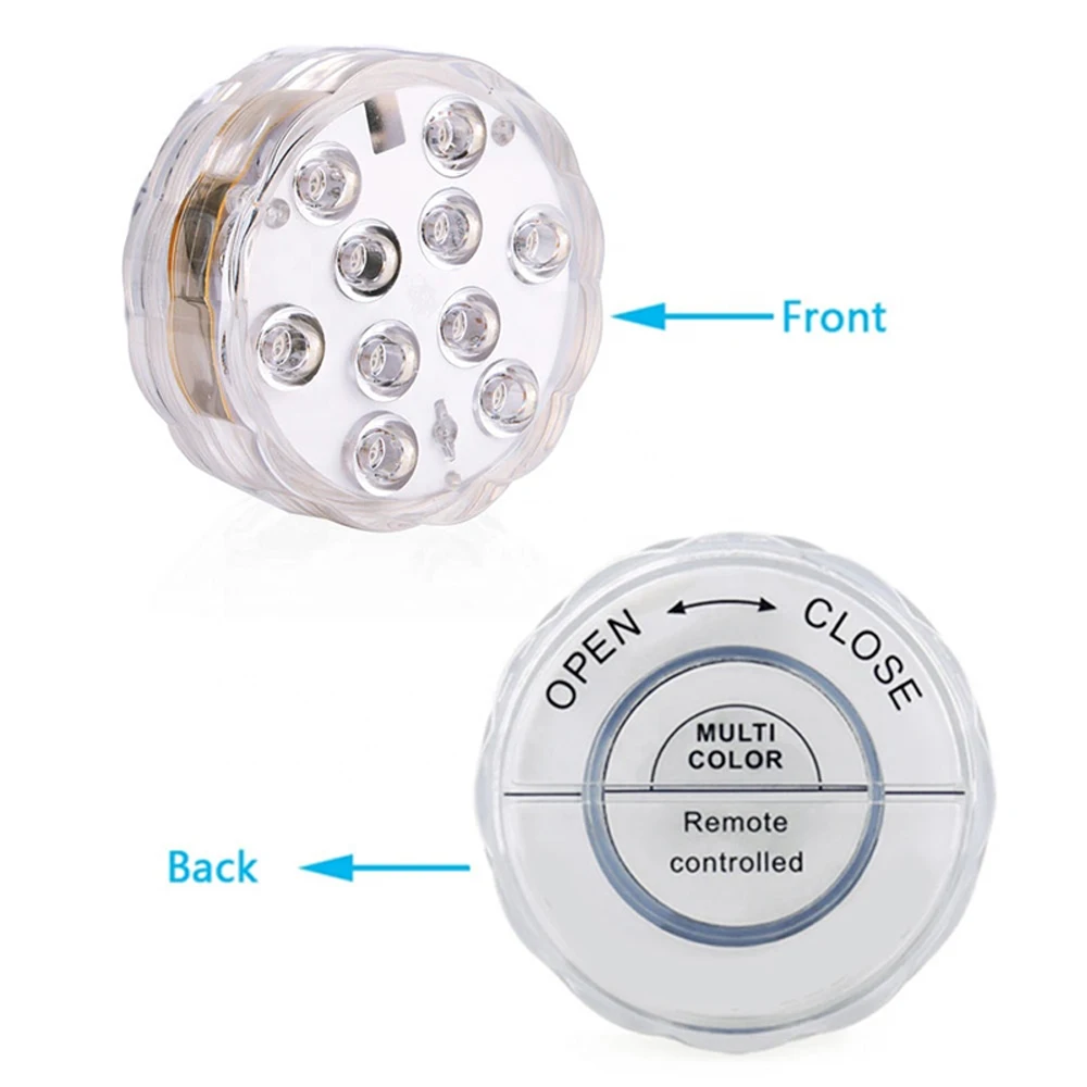 

LED Submersible Light 7cm 10 LED with Infrared Remote Control Waterproof Underwater Light for Swimming Pool Aquarium