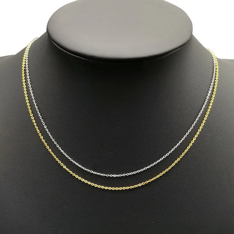 

2PCS Stainless Steel Necklace Chain for Girls 1mm Fine Fashion Cross O-shape for Make Necklace Women's Neck Chain Adjustable