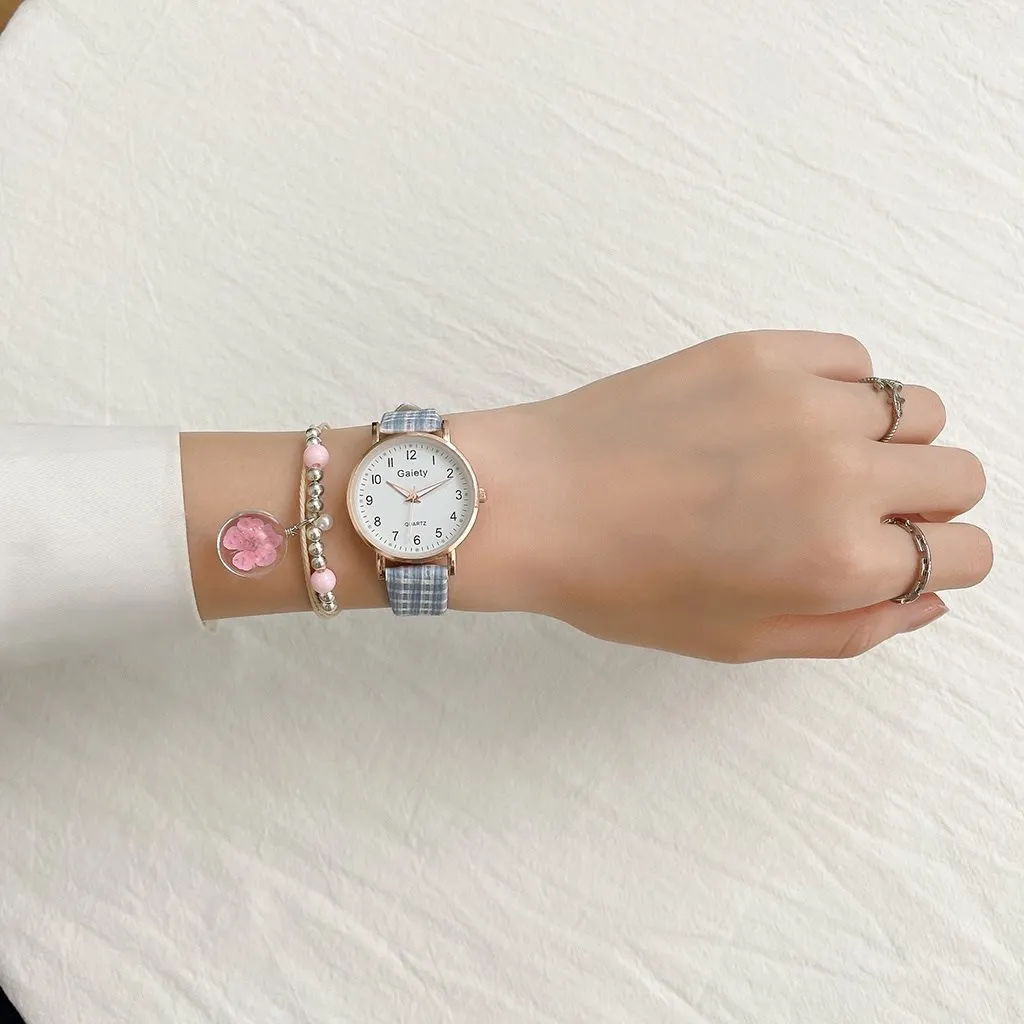 2 шт. Женские кварцевые наручные часы с кожаным ремешком | Наручные