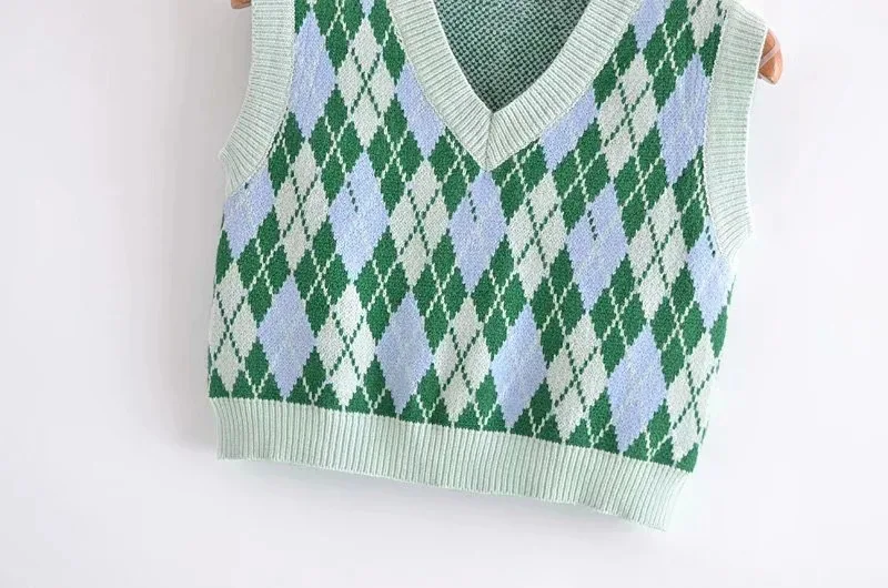 

Crop Tops For Sweater Women Autumn Winter Cute Vintage Casual Pullover Knitted Sweater Vest V Neck Fashion Tank Top Sweaters