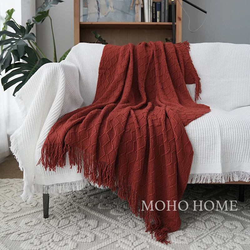 Североевропейское вязаное шерстяное одеяло полотенце скандинавский диван