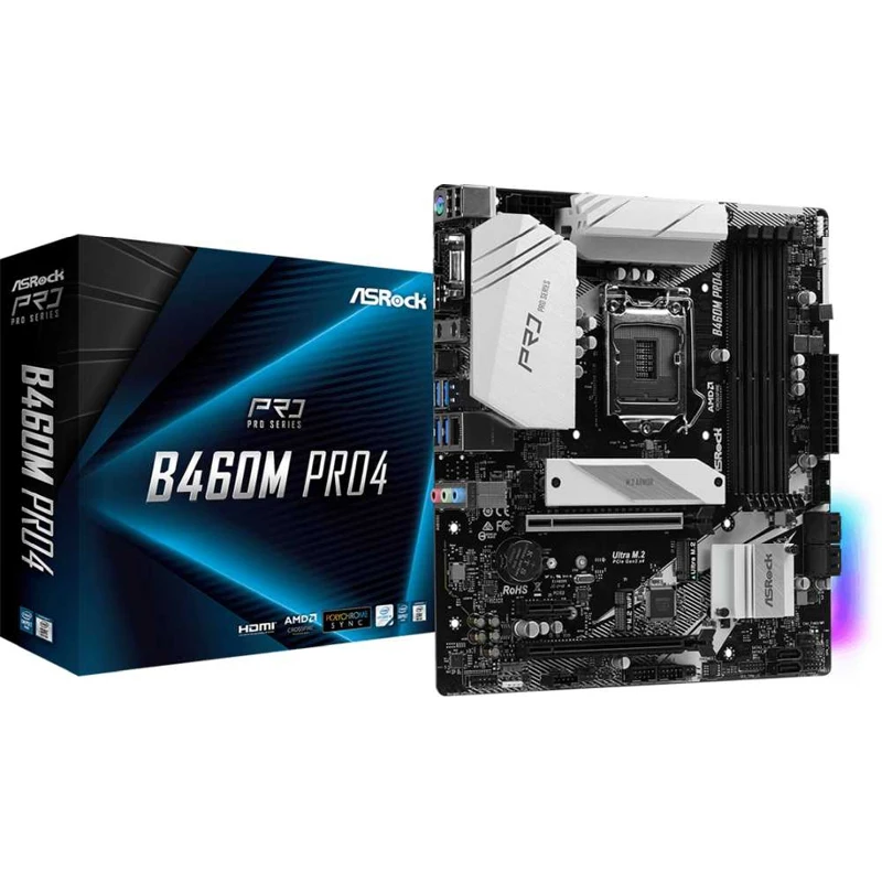 Материнская плата ASROCK B460M Pro4 LGA 1200 Intel B460 mATX Ret | Компьютеры и офис