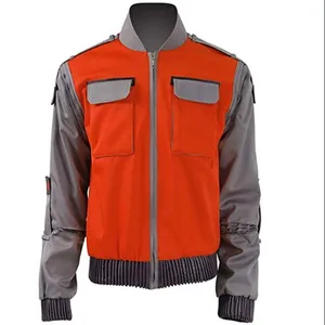 film back to the future cosplay jacket jr marlene seamus marty mcfly orange outerwear mens halloween carnival costume any size free global shipping